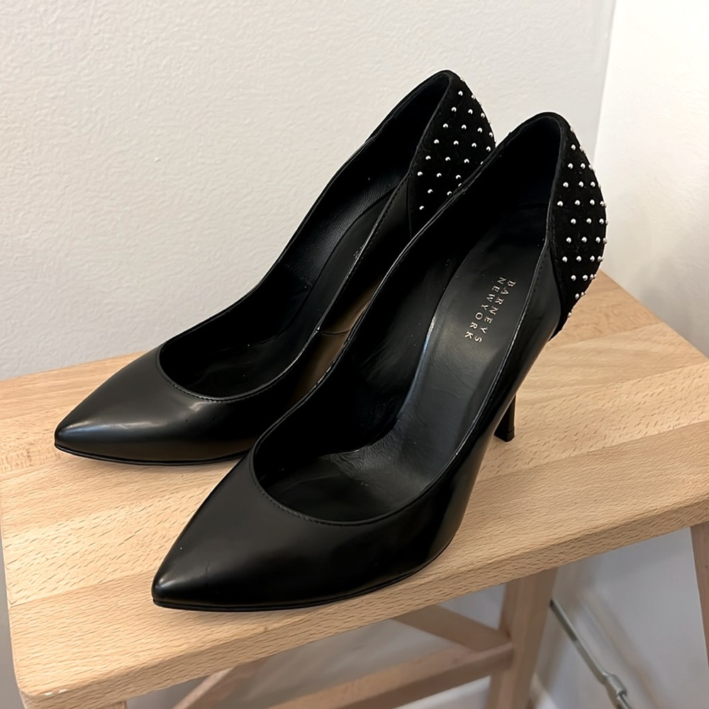 Barney’s New York Leather Stilettos w. Studded Back